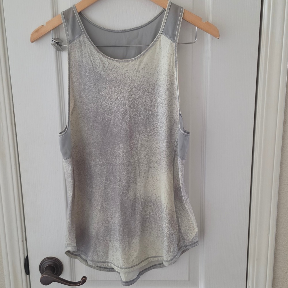 Lululemon Grey White Speckled Mesh Back Racerback Athletic Tank Top